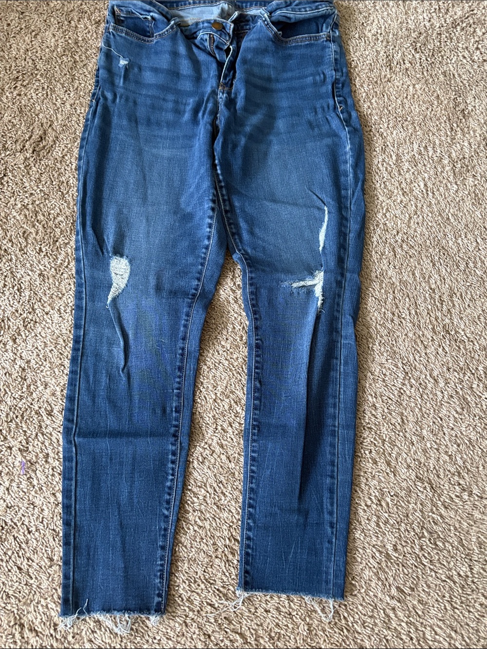 a.n.a Dark Blue Skinny Distressed Jeans